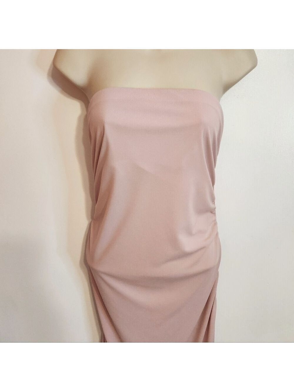 Express Pink Strapless Shirred Ruffle Bodycon Knit Dress Size 14 - Picture 2 of 10